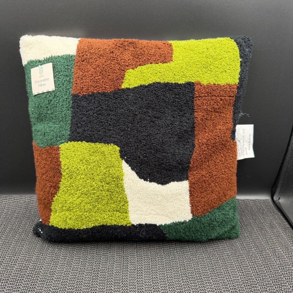 Target Square Geo Decorative Pillow 14x14 Abstract Patchwork Tufted Multi-Color